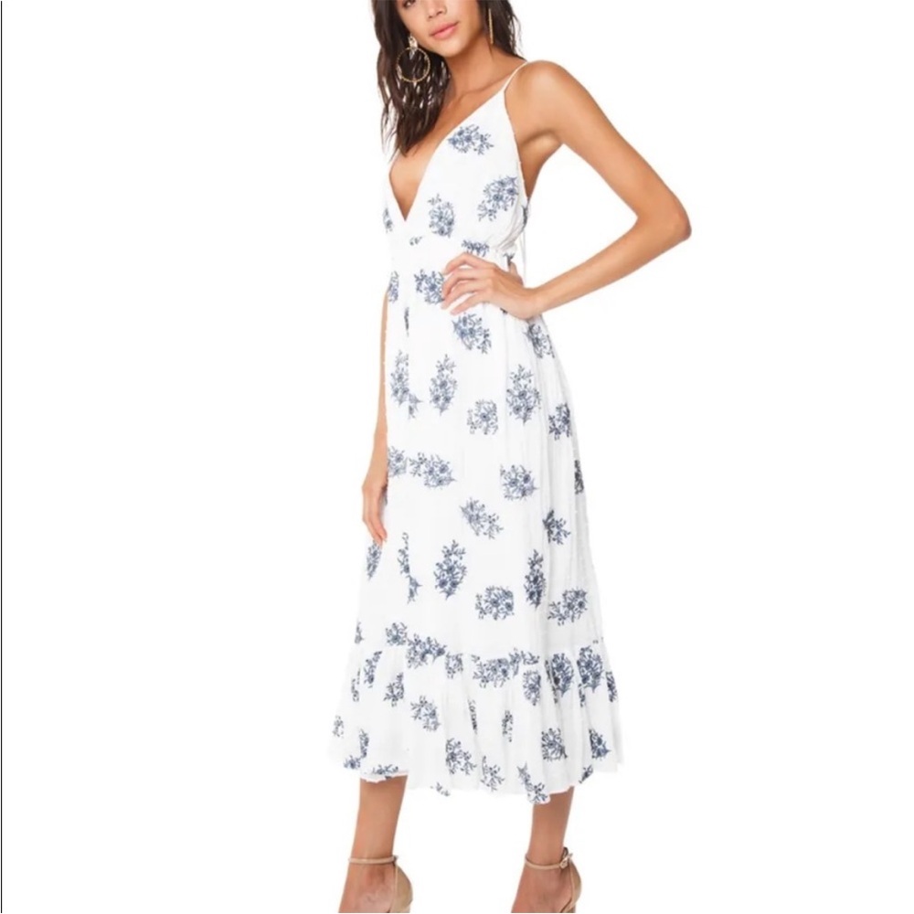 Blue Life Baylee white blue blossom embroidered midi dress Size XS - Picture 5 of 10